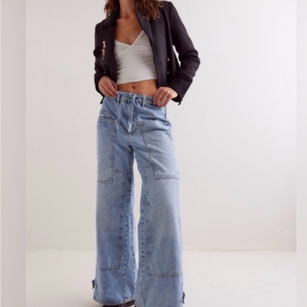 We The Free Light Blue Wide Leg Flare Jeans